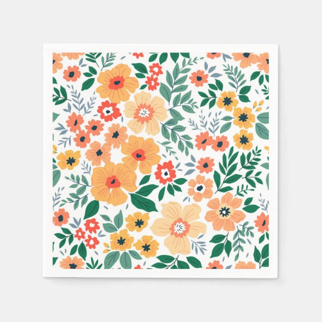 Colorful Garden Bouquet Pattern Napkins (Front)