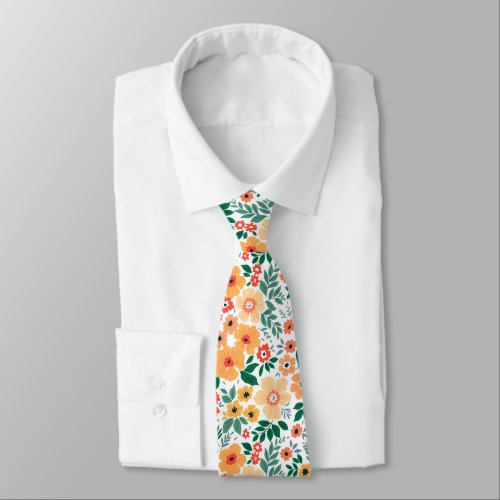 Colorful Garden Bouquet Pattern Neck Tie