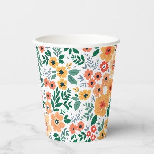 Colorful Garden Bouquet Pattern Paper Cups