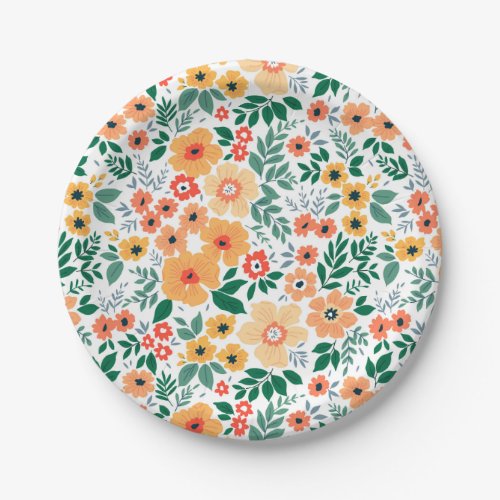 Colorful Garden Bouquet Pattern Paper Plates