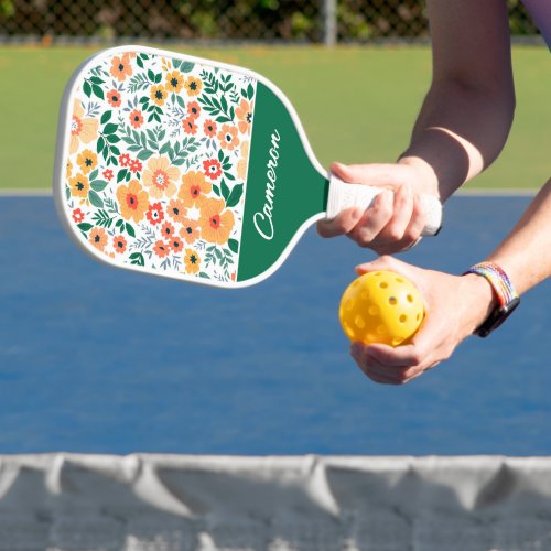 Colorful Garden Bouquet Pattern Pickleball Paddle