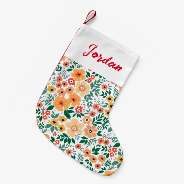 Colorful Garden Bouquet Pattern Small Christmas Stocking (Front (Hanging))