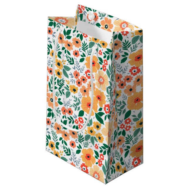 Colorful Garden Bouquet Pattern Small Gift Bag (Front Angled)