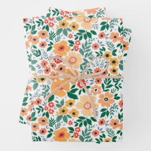 Colorful Garden Bouquet Pattern Wrapping Paper Sheets