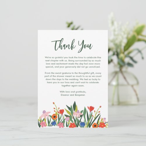 Colorful Garden Floral Personalized Message Shower Thank You Card