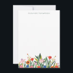 Colorful Garden Floral Personalized Stationery Note Card<br><div class="desc">Custom Name Colorful Garden Floral Personalized Stationery Note Card</div>