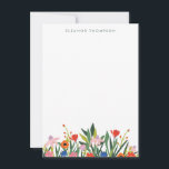 Colorful Garden Floral Personalized Stationery Note Card<br><div class="desc">Custom Name Colorful Garden Floral Personalized Stationery Note Card</div>