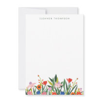 Colorful Garden Floral Personalized Stationery Note Card