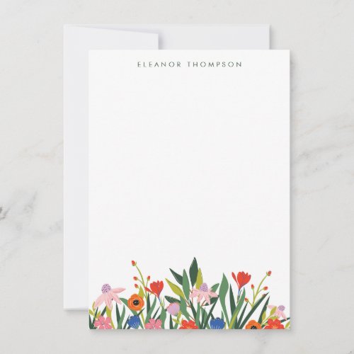 Colorful Garden Floral Personalized Stationery Note Card
