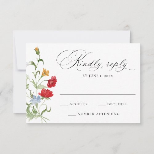Colorful Garden Floral Wedding RSVP Card