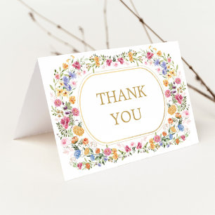 Colorful Garden Flowers Blank Wedding Thank You Cards