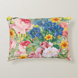 Colorful Garden Flowers - Boho Floral Pillow