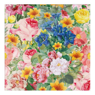 Colorful Garden Flowers - Boho Floral Pillow Acrylic Print