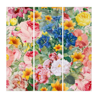 Colorful Garden Flowers - Boho Floral Pillow Triptych
