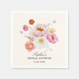 Colorful Garden Flowers Bridal Shower  Napkins