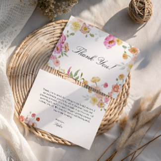 Colorful Garden Flowers Bridal Shower Thank You Card