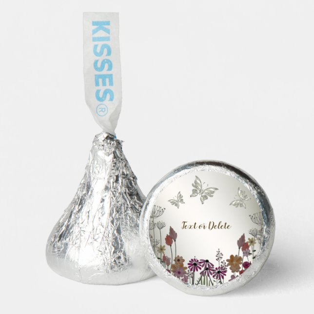 Colorful Garden Flowers Butterflies Golden Rustic Hershey®'s Kisses® (Front)