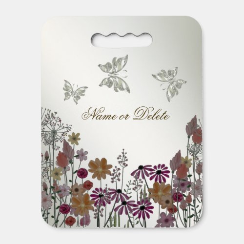 Colorful Garden Flowers Butterflies Nature Rustic Seat Cushion