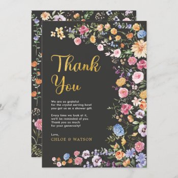 Colorful Garden Flowers Couples Bridal Shower Thank You Card by BlueBunnyStudio at Zazzle