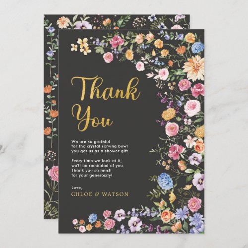 Colorful Garden Flowers Couples Bridal Shower Thank You Card
