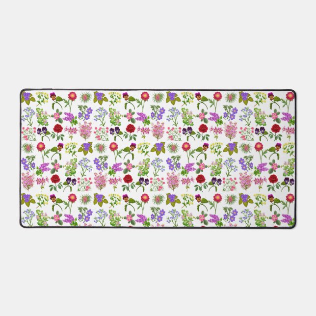 Colorful Garden Flowers Desk Mat (Front)