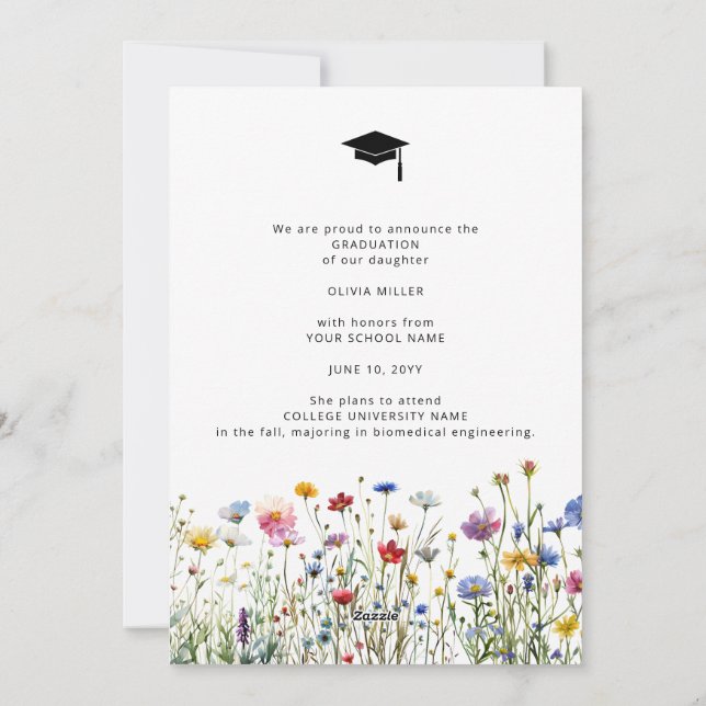 Colorful garden flowers Graduation Announcement (Back)