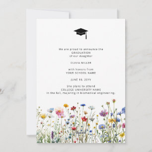 Colorful garden flowers Graduation Announcement