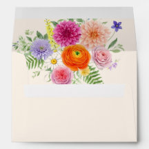 Colorful Garden Flowers Hand Written Wedding