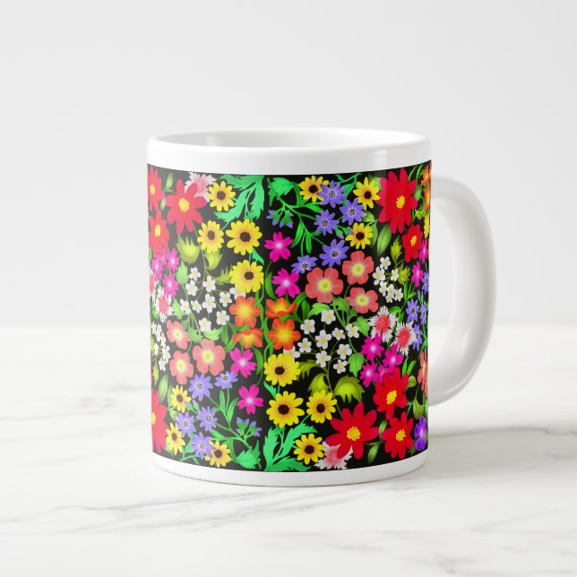 Colorful Garden Flowers Jumbo Mug (Front Right)