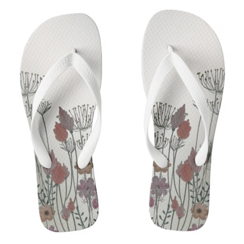 Colorful Garden Flowers Nature Golden Rustic Flip Flops