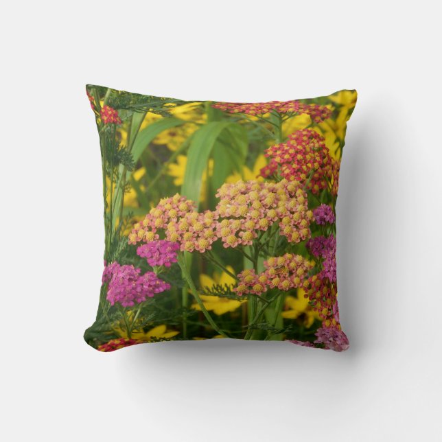 Colorful Garden Flowers Pillow (Front)