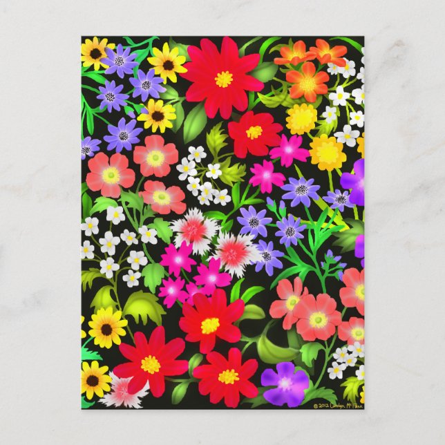 Colorful Garden Flowers Postcard (Front)