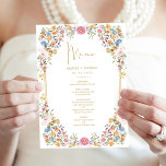 Colorful Garden Flowers Spring Wedding Menu Card<br><div class="desc">These beautiful menu cards will add a perfect touch to your wedding / special occasion. The elegant design features vibrant watercolor spring flowers,  complimented with modern typography.</div>