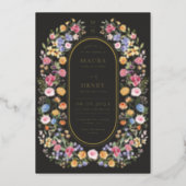 Colorful Garden Flowers Wedding Party Foil Invitation (Front)