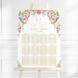Colorful Garden Flowers Wedding Seating Chart