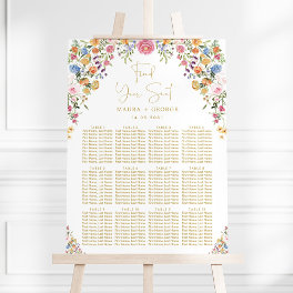Colorful Garden Flowers Wedding Seating Chart