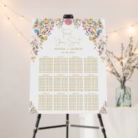 Colorful Garden Flowers Wedding Seating Chart