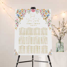 Colorful Garden Flowers Wedding Seating Chart Foam Board