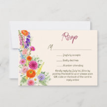 Colorful Garden Flowers Wedding Website QR Code