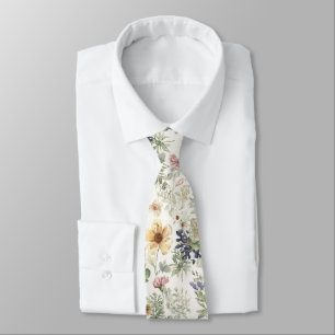 Colorful Garden Flowers Wildflower Spring Meadow Neck Tie