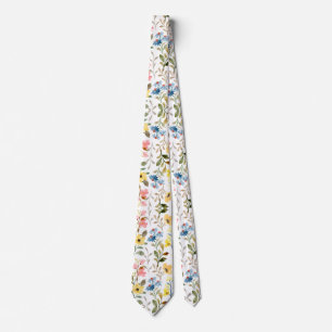 Colorful Garden Flowers Wildflower Spring Meadow Neck Tie