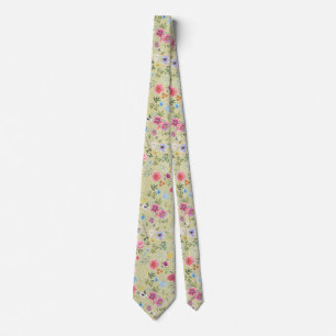 Colorful Garden Flowers Wildflower Spring Meadow Neck Tie