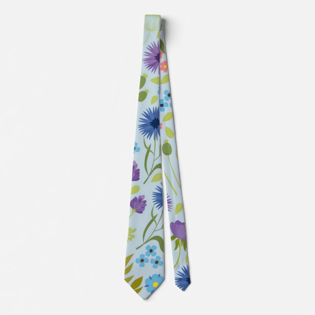 Colorful Garden Flowers Wildflower Spring Meadow  Neck Tie (Front)
