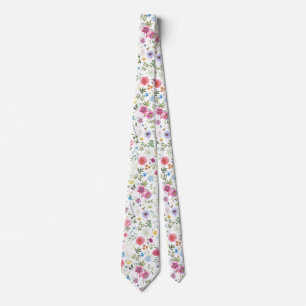 Colorful Garden Flowers Wildflower Spring Meadow Neck Tie