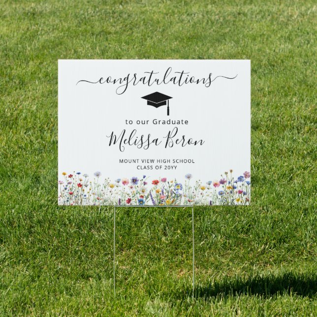Colorful garden meadow Wildflowers Graduation  Sign (Insitu)
