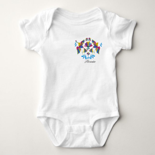 Colorful Garden, Mexican Bloom Editable Baby Bodysuit (Front)
