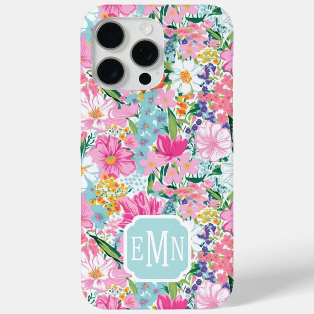 Colorful Garden Monogrammed Case-Mate iPhone Case (Back)