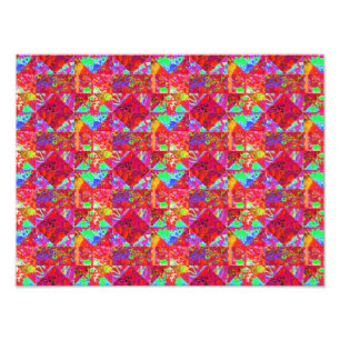 Colorful Garden Quilt Painting with Red Hydrangea Photo Print