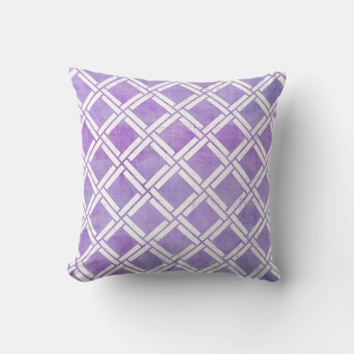 Colorful Garden Trellis Square Pattern Purple Throw Pillow
