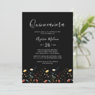 Colorful Garden Wildflower Quinceañera Invitation